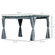 Outsunny 3.6 x 3 Retractable Pergola Dark Grey Aluminium Frame