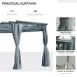 Outsunny 3.6 x 3 Retractable Pergola Dark Grey Aluminium Frame
