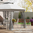Outsunny 3 x 3m Double Roof Garden Gazebo in Light Grey