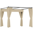 3x3m Adjustable Canopy Pergola with Privacy Curtains - Khaki
