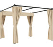 3m x 3m Retractable Pergola With Privacy Curtains in Beige