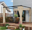 3m x 3m Retractable Pergola With Privacy Curtains in Beige
