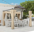 3m x 3m Retractable Pergola With Privacy Curtains in Beige