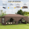 3×6 Gazebo With Sides White/Brown