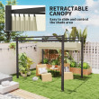 3x3m Aluminium Garden Pergola with Adjustable Retractable Roof – Grey/Khaki