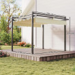3x3m Aluminium Garden Pergola with Adjustable Retractable Roof – Grey/Khaki