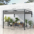 2 x 3m Lean-To Steel Pergola with Retractable Canopy – Grey