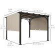 3 x 3 m outdoor pergola with adjustable canopy, Beige