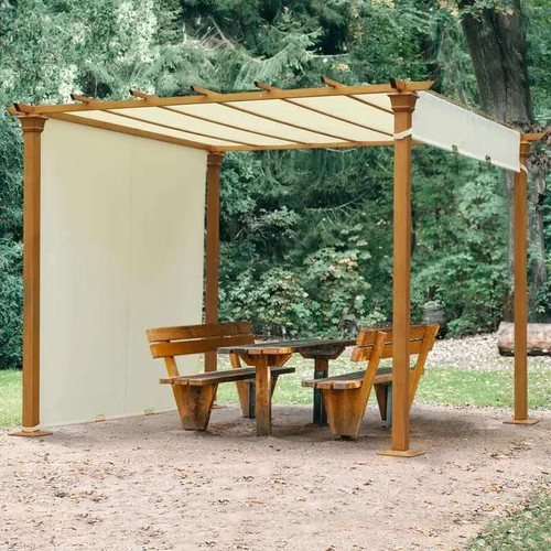 Outsunny Retractable Wooden Pergola: 2.95L x 2.95W x 2.2H (M)