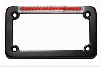 Black Classic LED License Plate Frame w/ Red LEDs & Clear Lens
