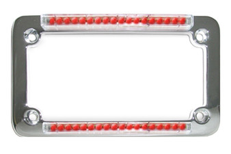 Chrome Classic Dual LED License Plate Frame w/ Red LEDs & Clear Lens