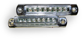 3" Pair (2) Red LED Light Bar with Chrome Casing and Clear 'Euro' Lens