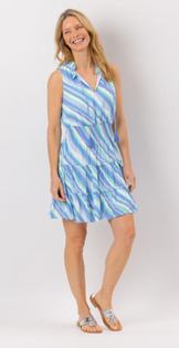 Sleeveless Dress, Diagonal Stripe Sleeveless Dress, Diagonal Stripe