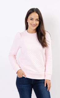 Quilted Long Sleeve Top, Blush Quilted Long Sleeve Top, Blush