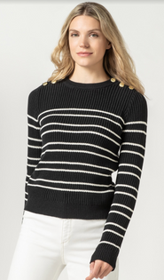 Striped Crewneck Sweater, Black Stripe Striped Crewneck Sweater, Black Stripe