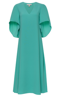 Meredith Crepe Midi Dress, Turquoise Meredith Crepe Midi Dress, Turquoise