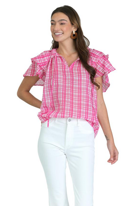 Astrid Top, Country Plaid Pink