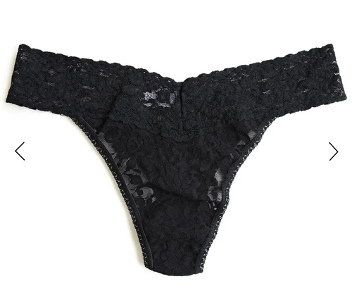 Signature Lace Original Rise Thong, Black