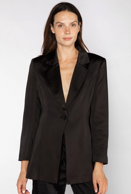 Carlson Satin Blazer, Black