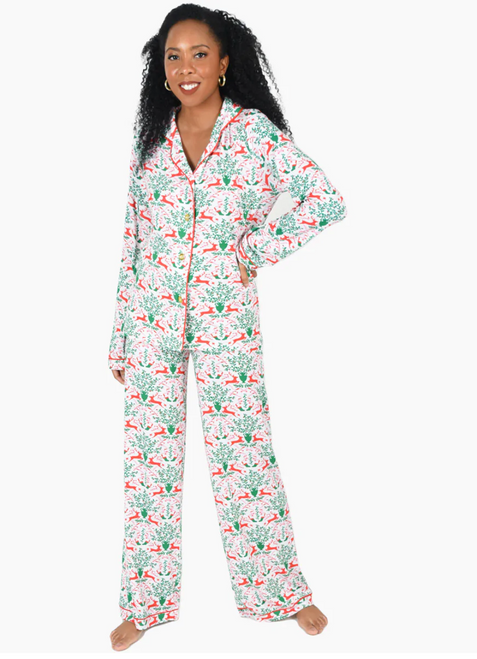 Women's Pajama Set, Royal Reindeer