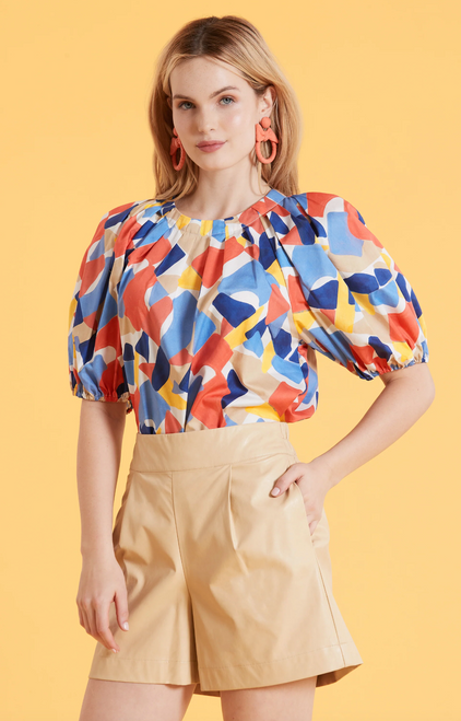 Renee Cotton Puzzle Top, Multi