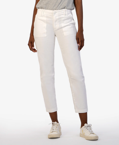 Reese Mid Rise Crop Straight Leg Utility Jogger, Optic White