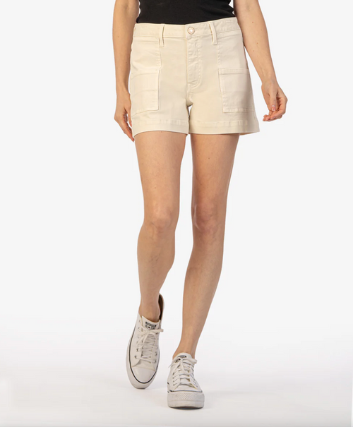 Jane High Rise Short, w/ Pork Chop Pockets, Ecru