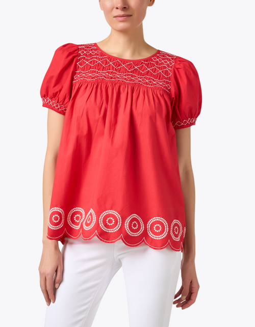 Whit Top Embroidery - Red/Oyster 