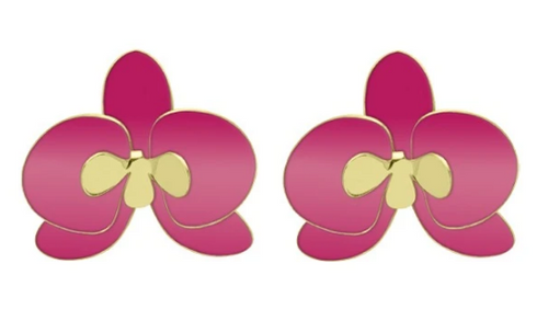 Orchid Stud Earrings, Pink