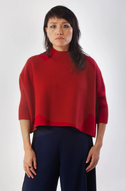 Aja Sweater Top - Scarlet