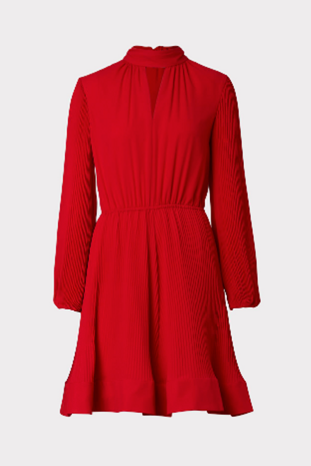 Val Pleated Dress, Red