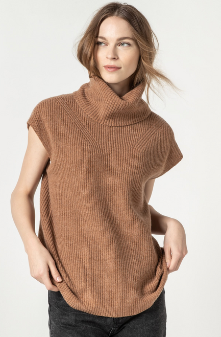 Ribbed Turtleneck Sweater, Chestnut