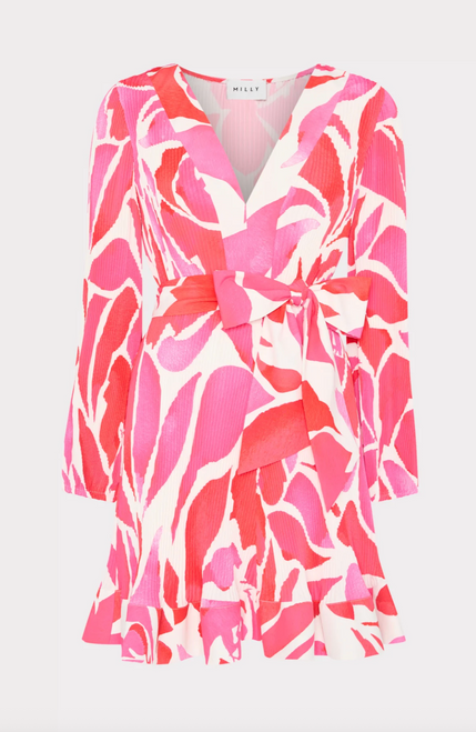 Liv Dream Rose Pleated Dress - Magenta Mulit