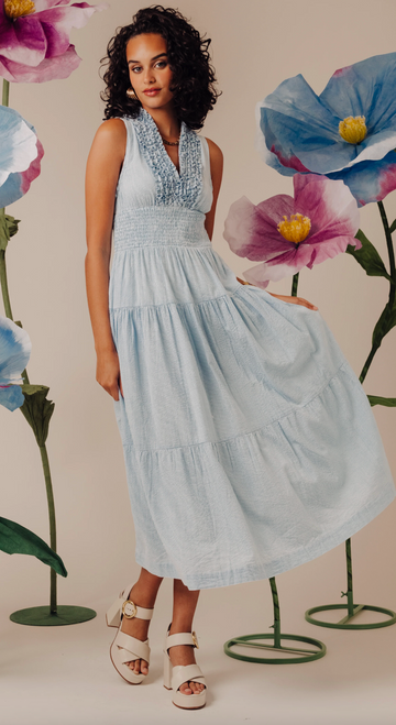 Eloise Dress L2503-6204- Blue/White