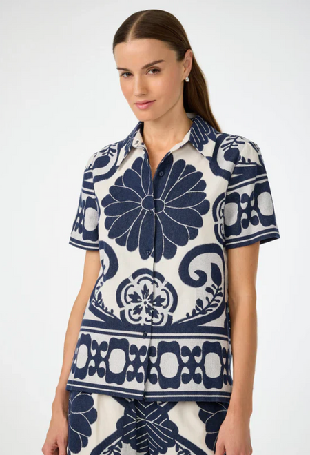 Abba Top - Sumi Blue/White Wash