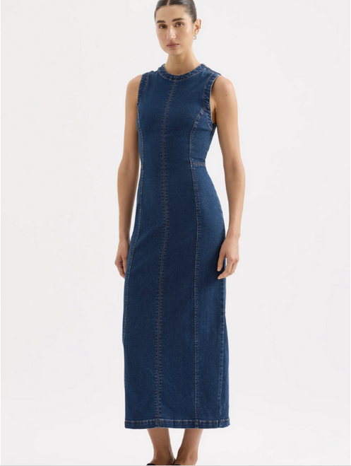 Ida Denim Maxi Dress - Force Blue