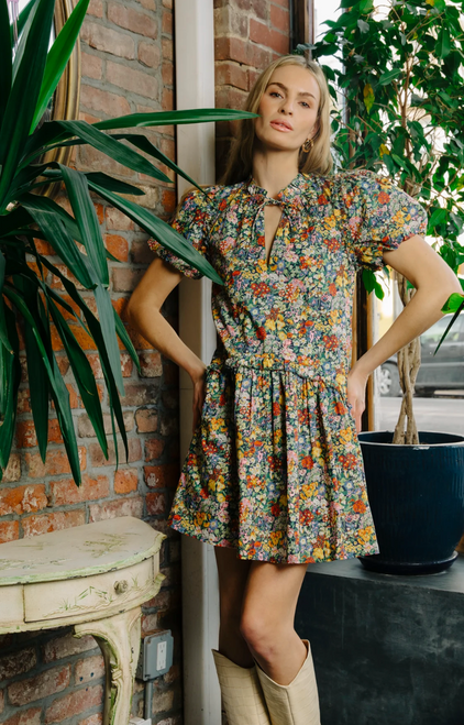 Edith Short Sleeve Dress - Cottage Garden Liberty Print