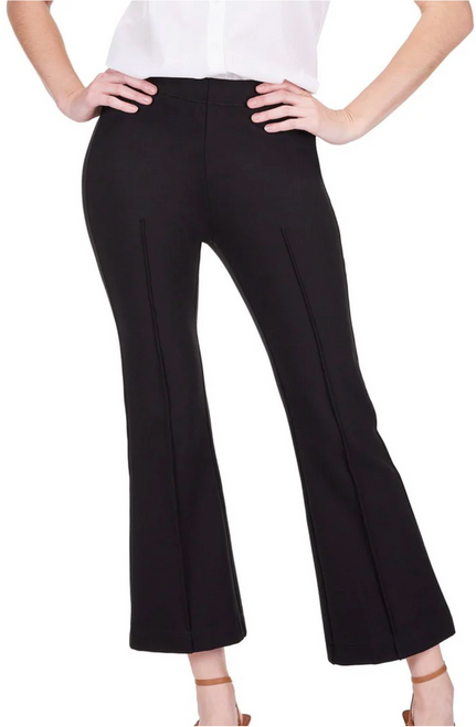 Front Seaming Ponte Bell Leg Ankle Pant - Black