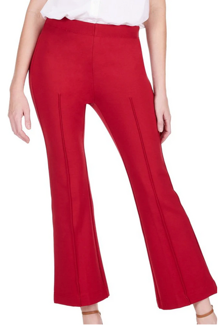 Front Seaming Ponte Bell Leg Ankle Pant - Wine