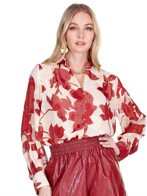 Front Split Buttons Top - Autumn Serenade