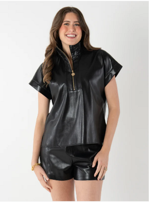 Poppy Pullover - Black Vegan Leather Poppy Pullover - Black Vegan Leather