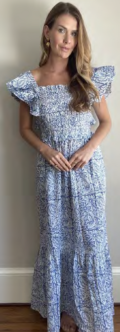 Gisele Dress, Blue/White