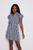 Gingham Puff Sleeve Shirt Dress, Navy/Winter White