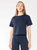 Ponte Knit Short Sleeve Top Extended, Navy