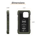 Dimensions outlined around an iPhone 15 Pro ADVNTR phone case