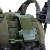 OD green PALS/MOLLE plate carrier phone mount.