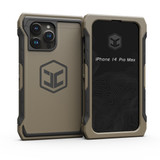 A flat dark earth iPhone 14 Pro Max phone case.