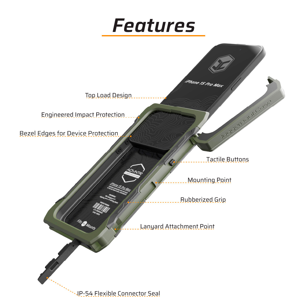 Juggernaut Case IMPACT iPhone用 iPhone 15 Pro Max ADVNTR Rugged Case | Juggernaut Case