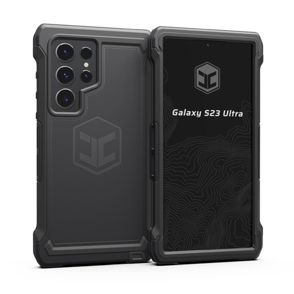 Black Samsung Galaxy S23 Ultra phone case.