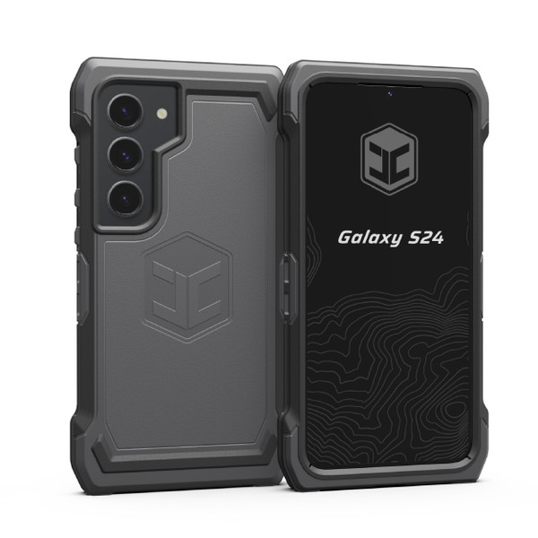 A gunmetal phone case for Galaxy S24.
